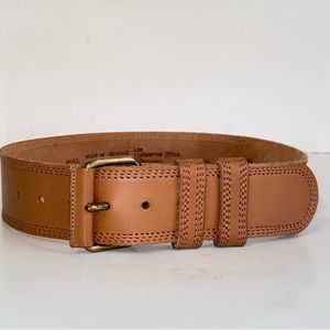 Liz Claiborne 2" Wide Tan Genuine Leather Triple Stitched Edge Belt